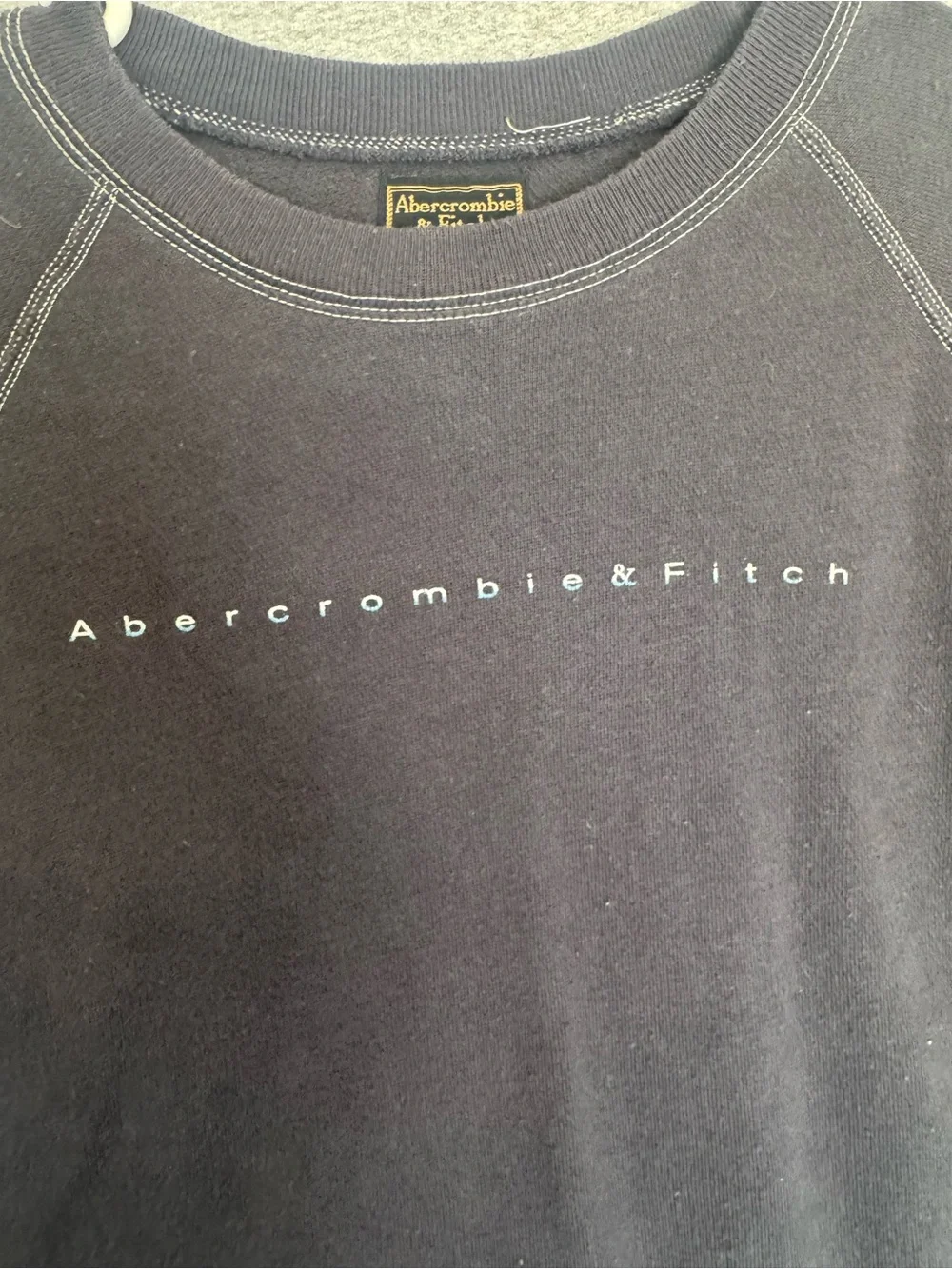 Abercrombie & Fitch Size Small Dark Navy Logo Crew Sweatshirt Y2K Normcore